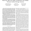 Combining Low IO-Operations During Data Recovery with Low Parity Overhead in Two-Failure Tolerant Archival Storage Systems