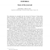 Editorial: State of the Journal