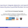 Learning to Integrate Deduction and Search in Reasoning about Quantified Boolean Formulas